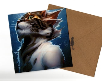 Anthropomorphic Cat  portrait card 15x15 with envelope