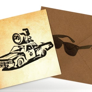 BluesMobile Biglietto d'auguri fatto a mano in stile inchiostro bianco 15x15 con busta