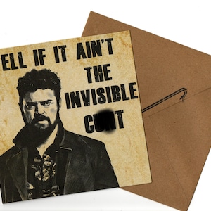Biglietto d&#39;auguri bianco per adulti 15x15 con citazione Karl Urban stile matita