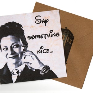 Carte de voeux Michelle Gomez 15 x 15 et enveloppe vierge à l'intérieur