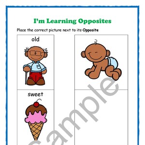 digital opposites preschool opposites learning opposites etsy