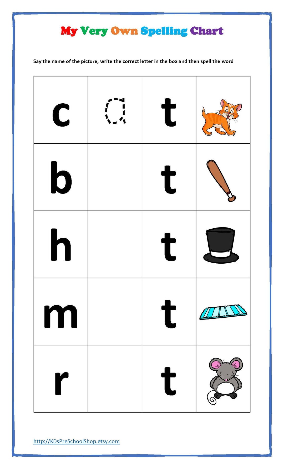 spelling words activities for kindergarten
