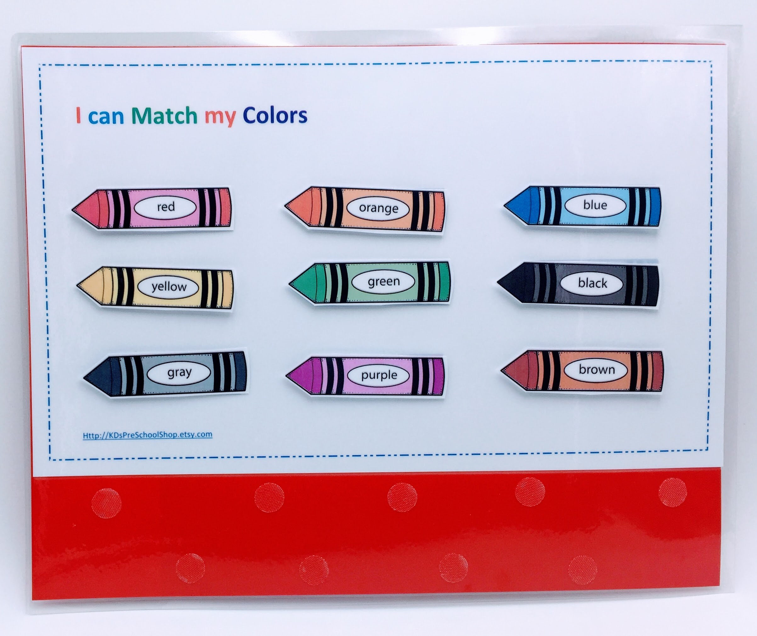 Matching Crayons Toddler Preschool Home School Chart Etsy