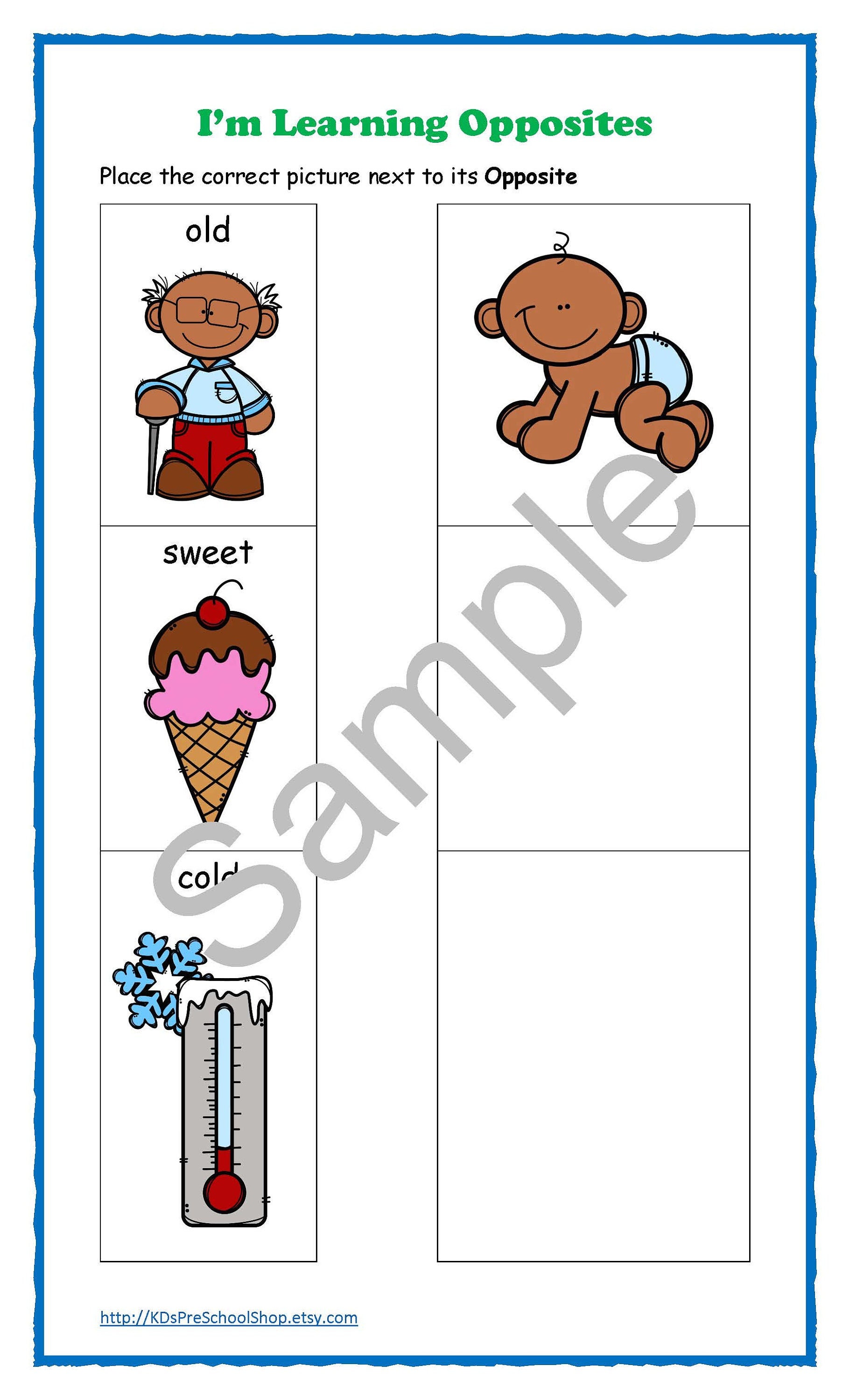 Learning Opposites Preschool / Kindergarten / Homeschool - Etsy