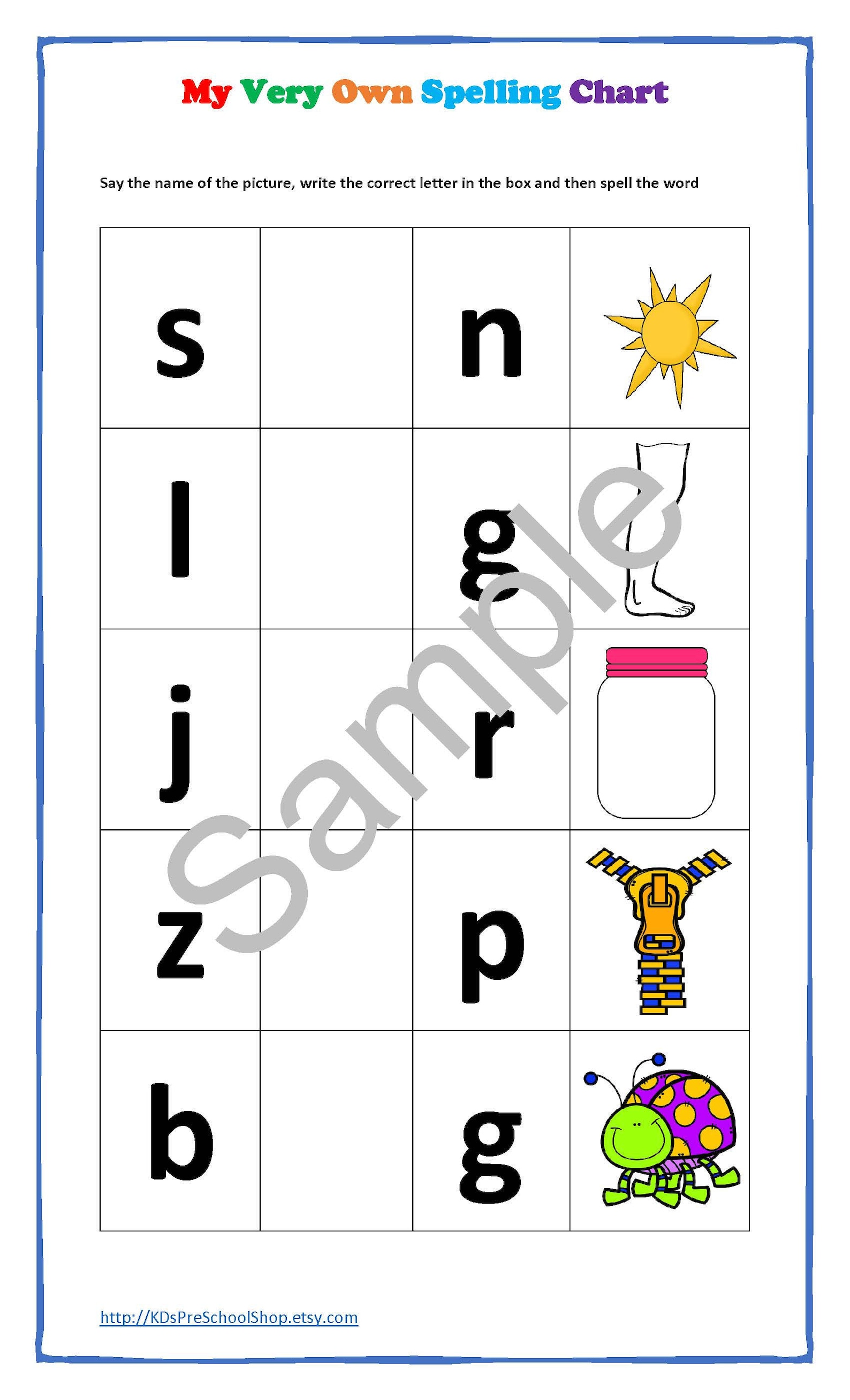 My Very Own Spelling Words Preschool / Kindergarten / Etsy