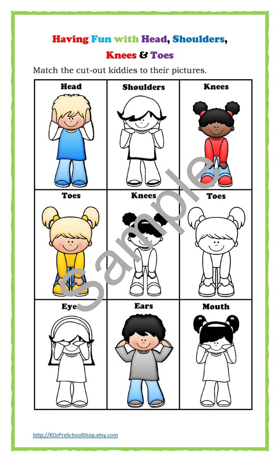 Head Shoulders Knees & Toes Toddler Preschool Homeschool Etsy