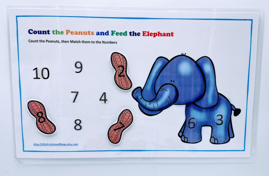 Count the Elephants Peanuts Matchup PreSchool/Homeschool Etsy