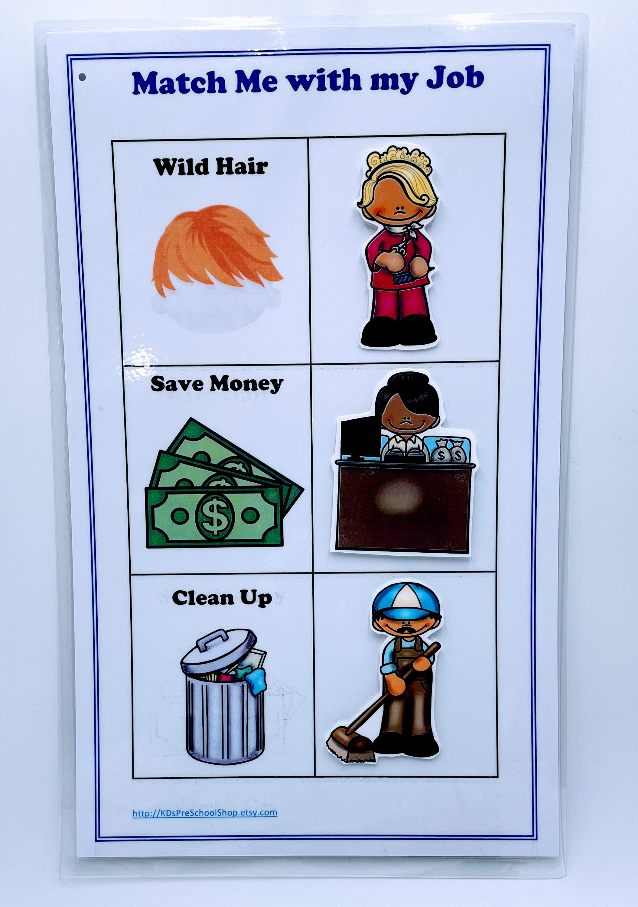 Job Match Up Toddler PreSchool/Home School Etsy