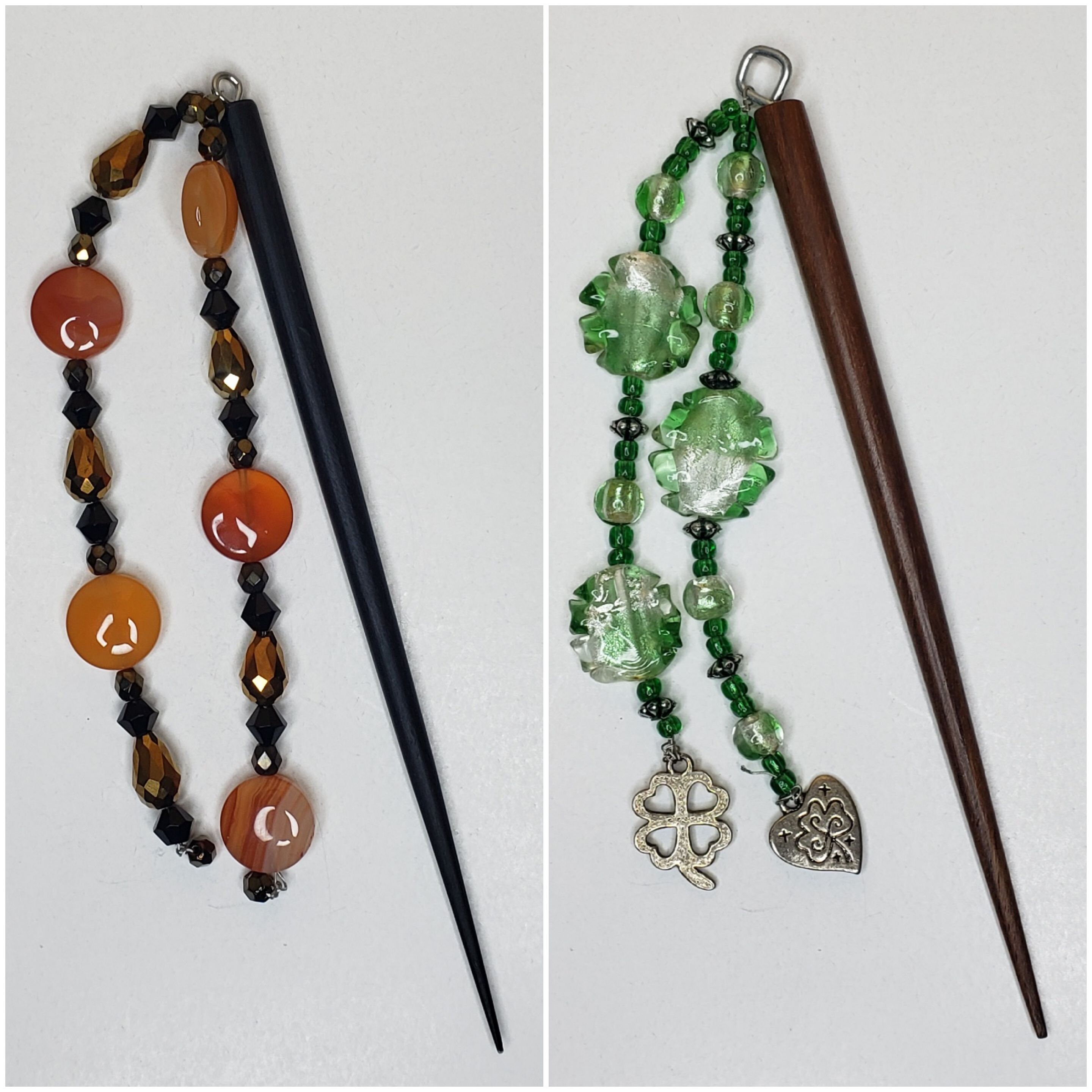 Decorative Hair Pick Wooden Hair Picks With Beads Stones Etsy