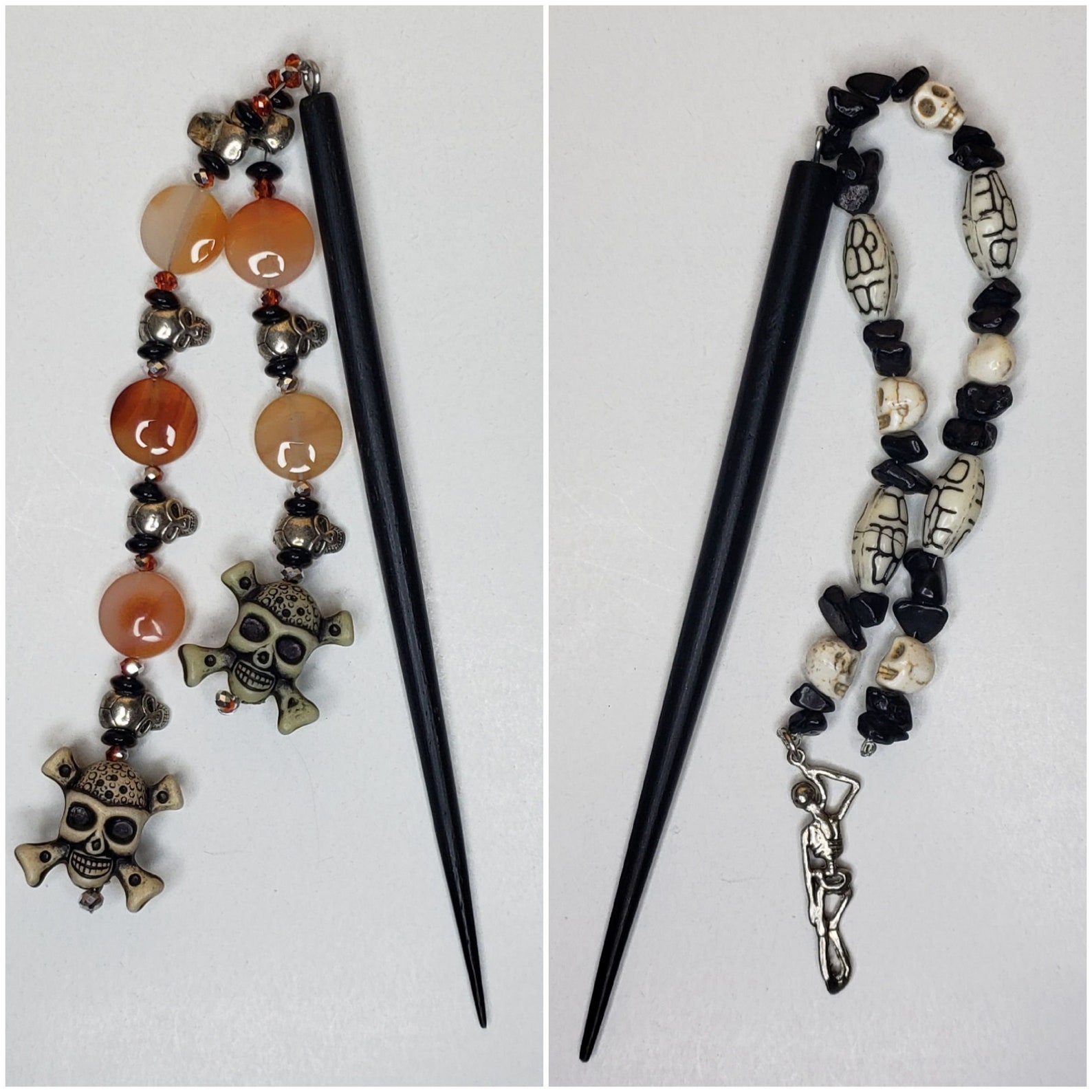 Decorative Hair Pick Wooden Hair Picks With Beads Stones Etsy