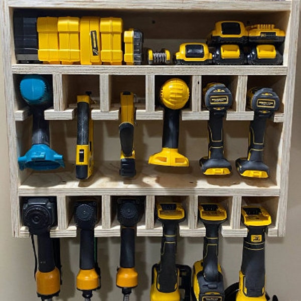 Drill Organizer; Hand power tool organizer; storage for cordless power tools and batteries:  MADE TO ORDER