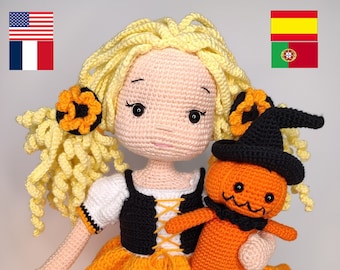 Haakpatroon pop Amigurumi pop Agnes en Pumpkin man Engels/Français/Espanol/Português pdf patroon