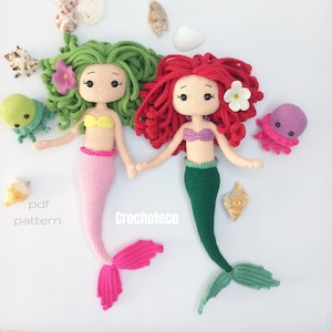 Crochet mermaid pattern doll and jellyfish pattern amigurumi doll princess mermaid English/Français/Espanol/Português image 3