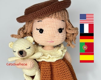 Amigurumi doll pattern crochet doll pattern Mary and Bear English/Français/Português/Espanol/Deutsch pdf pattern