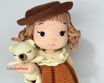 Amigurumi doll pattern crochet doll pattern Mary and Bear English pdf pattern