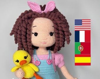 Patron au crochet poupée Amigurumi poupée MİA et Caneton English/Français/Português/Espanol