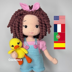 Crochet pattern doll Amigurumi doll MİA and Duckling English/Français/Português/Espanol Bild 1