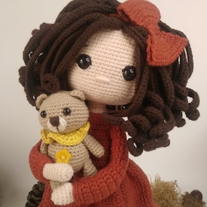 Crochet pattern doll Amigurumi doll Emily and Bear English,Español,Brazilian Portuguese, French pdf pattern