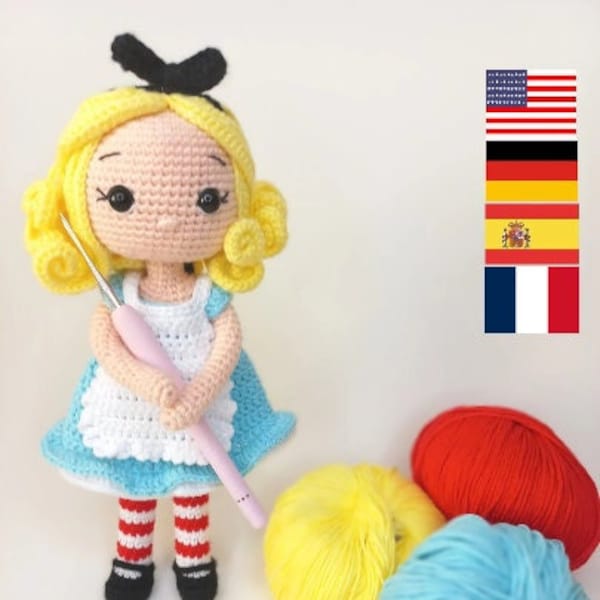Crochet pattern doll amigurumi doll Alice English/Deutsch/Español/Française pdf pattern