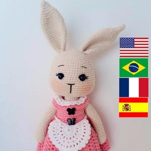 Bunny Crochet pattern Nancy pattern pdf / rabbit pattern / English / bunny pattern /Brazilian Portuguese,French, Spanish image 1