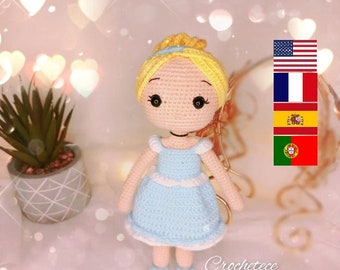 Gehaakt prinsessenpatroon amigurumi prinsessenpatroon gehaakte pop Engels, Spaans, Frans, Portugees patroon