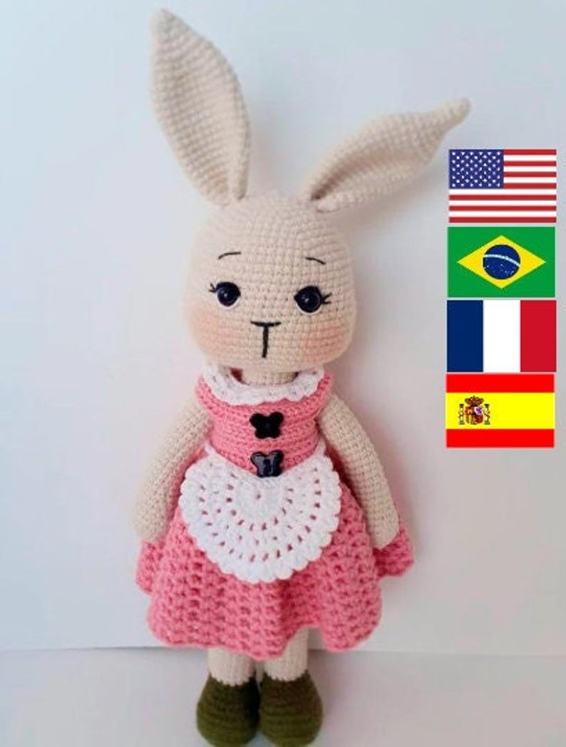 Bunny haakpatroon Nancy patroon pdf / konijnenpatroon / Engels / konijnenpatroon / Braziliaans Portugees, Frans, Spaans afbeelding 1