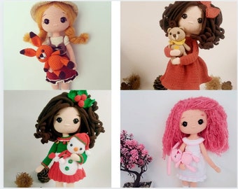 4 patterns in 1 Crochet doll pattern amigurumi doll patterns pdf English