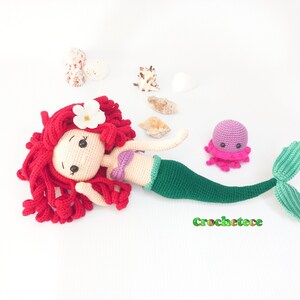 Crochet mermaid pattern doll and jellyfish pattern amigurumi doll princess mermaid English/Français/Espanol/Português image 7