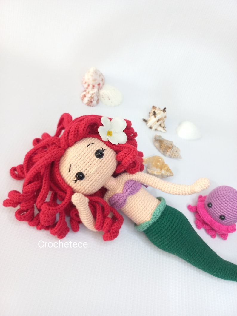 Crochet mermaid pattern doll and jellyfish pattern amigurumi doll princess mermaid English/Français/Espanol/Português image 4