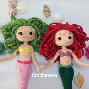 Crochet mermaid pattern doll and jellyfish pattern amigurumi doll princess mermaid English/Français/Espanol/Português image 8