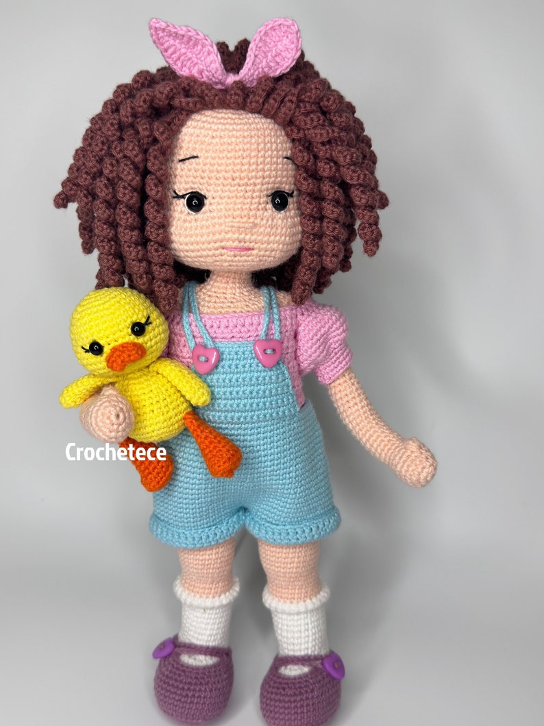 Crochet pattern doll Amigurumi doll MİA and Duckling English/Français/Português/Espanol image 2