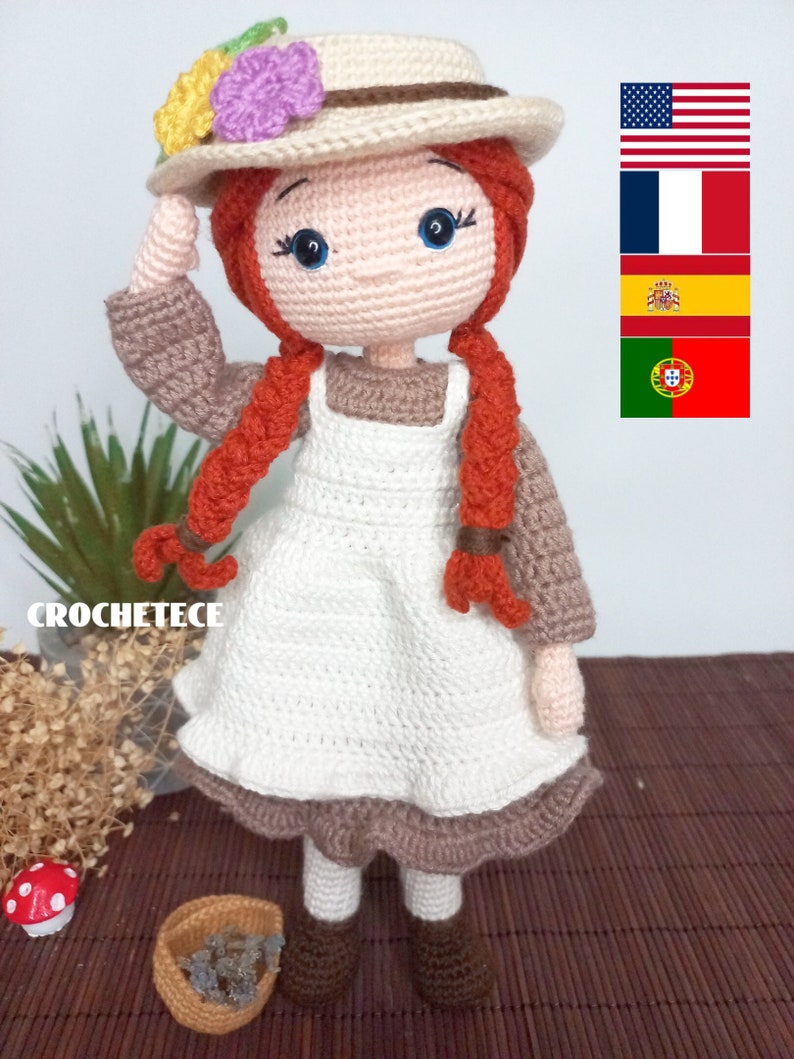 Crochet doll pattern Amigurumi doll pattern Anna English,French, Spanish, Portuguese pattern image 1