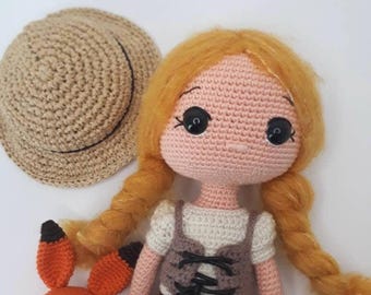 Crochet doll pattern Amigurumi Crochet doll PDF pattern English,Brazilian Portuguese, French Sophia and little fox Lucky