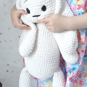 schema coniglietto di velluto all'uncinetto coniglio grande dalle orecchie lunghe amigurumi inglese, portoghese brasiliano, francese pdf