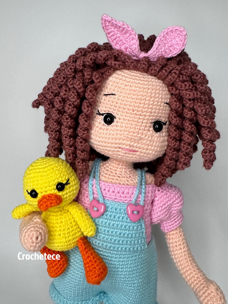 Crochet pattern doll Amigurumi doll MİA and Duckling English/Français/Português/Espanol image 3