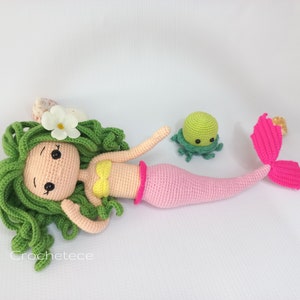 Crochet mermaid pattern doll and jellyfish pattern amigurumi doll princess mermaid English/Français/Espanol/Português image 6