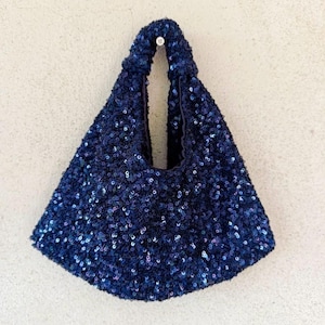 Navy Blue sequins evening purse … wedding bag..  bride bag.. wedding hand bag .evening bag