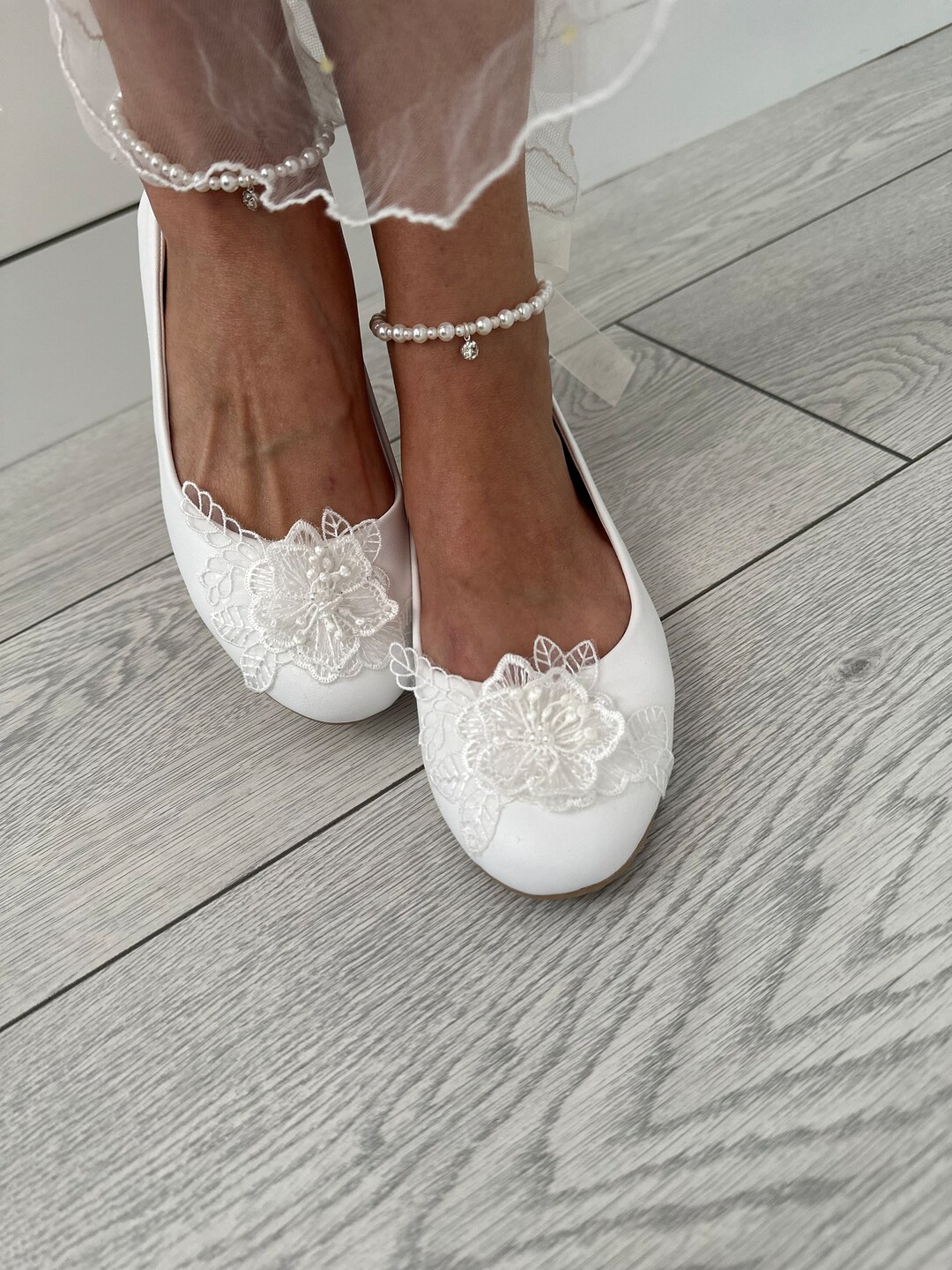 Scarpe basse da sposa in pizzo Scarpe basse da sposa