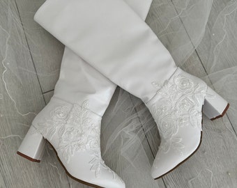 Botas de novia de encaje francés. Botas de boda.