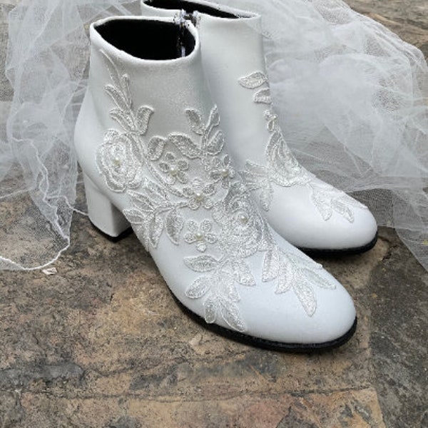 Wedding Lace Boots Etsy