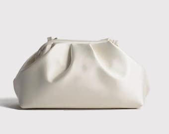 Satin Bridal Clutch: Wedding Evening Bag with Metal Chain