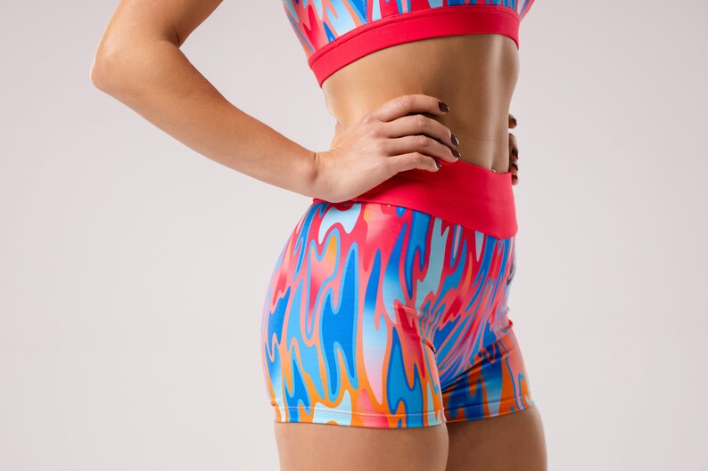 Shorts for women girl plus size with poket warmers print fitness apparel art designs pole dance Sport Shorts Flame of Water Fitness,