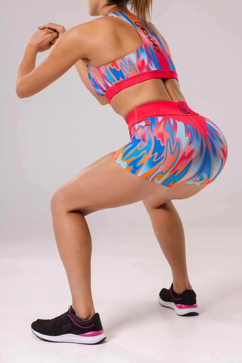 Shorts for women girl plus size with poket warmers print fitness apparel art designs pole dance Sport Shorts Flame of Water Fitness,