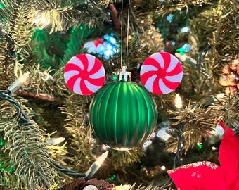 Peppermint Mickey Christmas Ornaments / Disney Ornaments / Red, White and Green Mickey Ornament