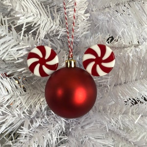 Peppermint Mickey Christmas Ornaments / Disney Ornaments / Red and White Mickey Ornament
