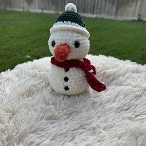 handmade Crochet Snowman, crochet plushie, crochet, snowman, plushie