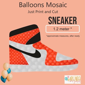 Sneaker Mosaic, shoes, Mosaic Balloon Frame Template, Balloon sneaker, Shoe Mosaic Balloons, sneaker