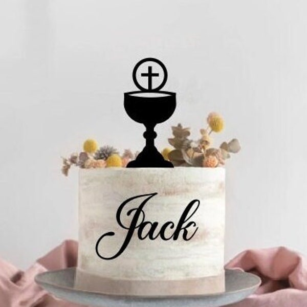 First Holy Communion Chalice Cup God Bless Cake Topper Cross Cake Topper Christening Cupcake Topper Baptism