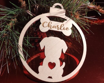 DOG Personalized Wood Christmas Bauble Tree 17 TYPES of DOG decorations christmas name ornament