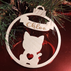 CAT Personalized custom name Wood Christmas Ornament Bauble Tree decorations christmas name ornament